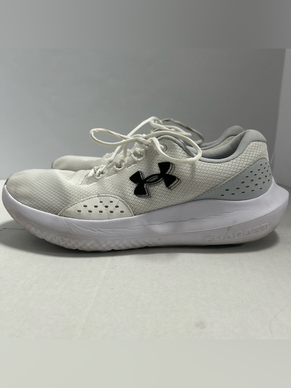 Under Armour -Men's- Charged Surge 4 Running Workout Shoes - White/Grey Size 13
